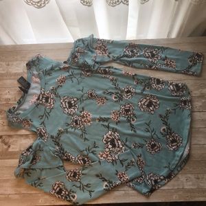 Cold shoulder rose long sleeve top